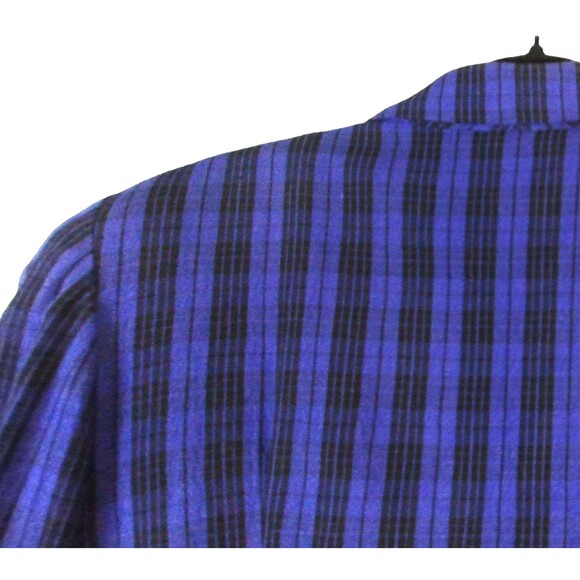 Suitables Blazer Womens 10 Royal Blue Black Plaid Edwardian Cut 1 Button Lined - Picture 5 of 8